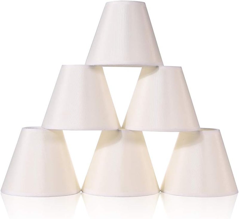 Wellmet Chandelier Shades, ONLY FOR CANDELABRA BULBS, Clip-on Fitter Lamp Shades, 3" x 6" x 5", Set of 6, Cream White - Image 1