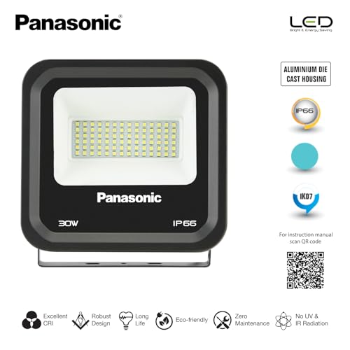 Panasonic Polycarbonate 30 Watt Outdoor Waterproof Flood Light,Fire Retardant Grade LED Flood Light for Outdoor Lighting,Area Lighting,Boundaries Area,Parks & Sports Ground,(Cool White,PFLM24307-4) - Image 3