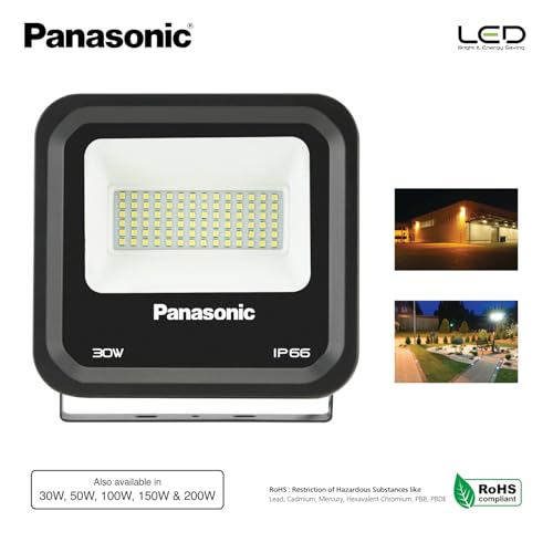 Panasonic Polycarbonate 30 Watt Outdoor Waterproof Flood Light,Fire Retardant Grade LED Flood Light for Outdoor Lighting,Area Lighting,Boundaries Area,Parks & Sports Ground,(Cool White,PFLM24307-4) - Image 2