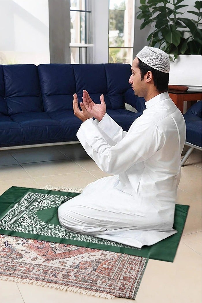 Sunnaltree Portable Waterproof PVC Prayer Mat with Compass, Lightweight Travel Pocket Muslim Prayer Rug, Blue 65x105cm, Travel-Friendly Daily Use Ramadan Gift - Image 5