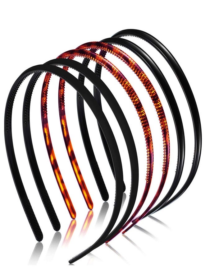 وهاواي 6 Pieces Plastic Headbands with Teeth, Fashion Skinny DIY Hair Bands Non Slip, Hair Accessories for Women Girls 8 mm - Image 1
