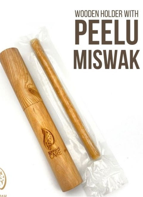 Wooden Miswak Holder With Peelu Miswak