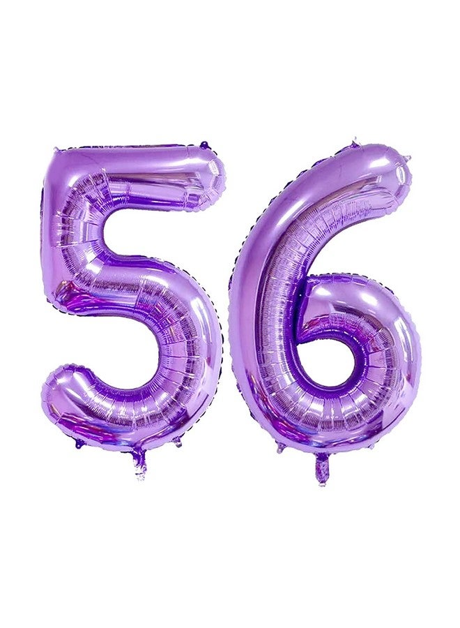 ESHILP 40 Inch Number Balloon Foil Balloon Number 56 Jumbo Giant Balloon Number 56 Balloon for 56th Birthday Party Decoration Wedding Anniversary Graduation Celebration, Purple 56 Number Balloon