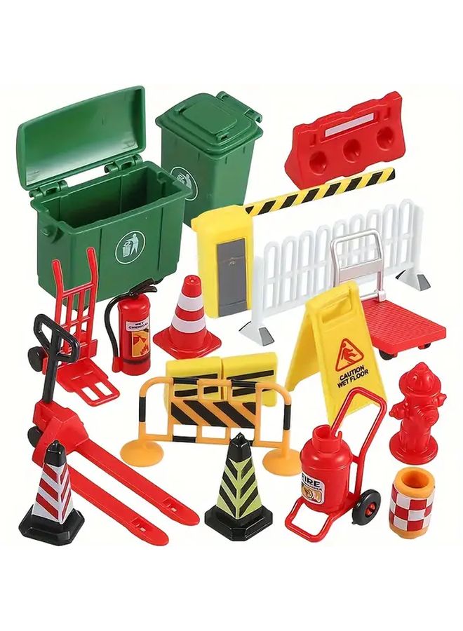 Traffic Safety Educational Playset 19 Pcs Road Signs Accessory Kit Durable Plastic Ages 3 Plus - Image 1