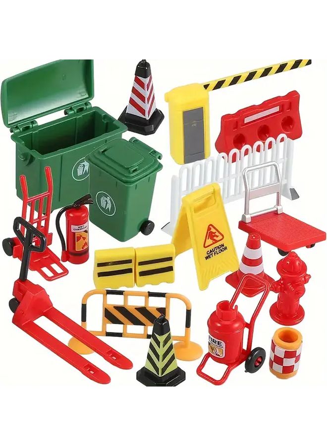 Traffic Safety Educational Playset 19 Pcs Road Signs Accessory Kit Durable Plastic Ages 3 Plus - Image 4
