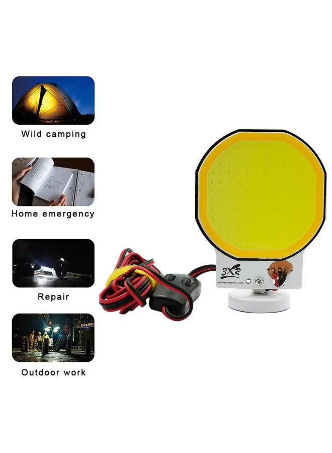 3XR COB LED Camping Lantern Emergency Work Light with Magnetic Base, 5 Meter Wire with Switch, Battery Clip and Car Cigarette Lighter Plug, Portable Outdoor Flood Light for Camping, Repair, Power Outage, Fishing, Workshop Use  - 7910 - Image 5