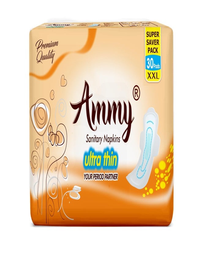 Ammy Super Absorbent Ultra Thin Sanitary Pads - 30 Pcs XXL Size for Heavy Flow | Soft, Rash Free, Leak Lock, 7 Layer Protection & Advanced Gel Lock Feature | Pack of 1 - Image 1
