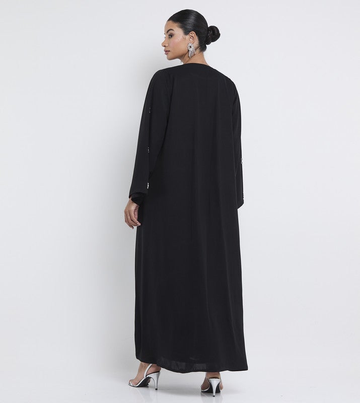 ROZA Stylish black brouche abaya - Image 4