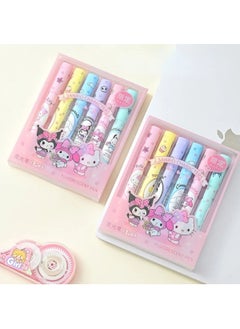 Kawaii Orange Sanrio Hello Kitty Kuromi 6-Piece Highlighter Set  - Image 1