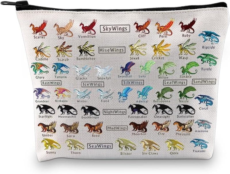 PXTIDY Wings Dragon Novel Makeup Bag Bookish Gift Dragon Tribes For Dragon Lovers Darkstalker Cosmetic Bag