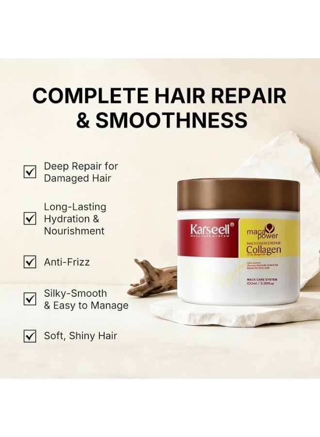 Karseell Collagen Hair Treatment Deep Repair Conditioning Argan Oil Collagen Hair Mask Essence for Dry Damaged Hair 16.90 oz 500ml - Image 1