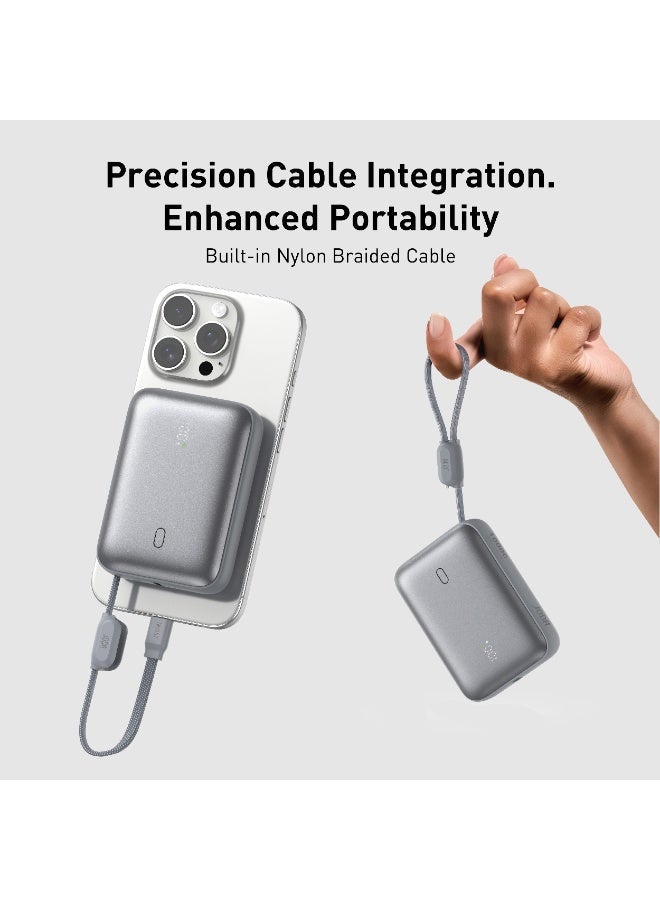 JODA Halo 10 10000mAh PD 22.5W Power Bank with Built-in Cable Grey - Image 2