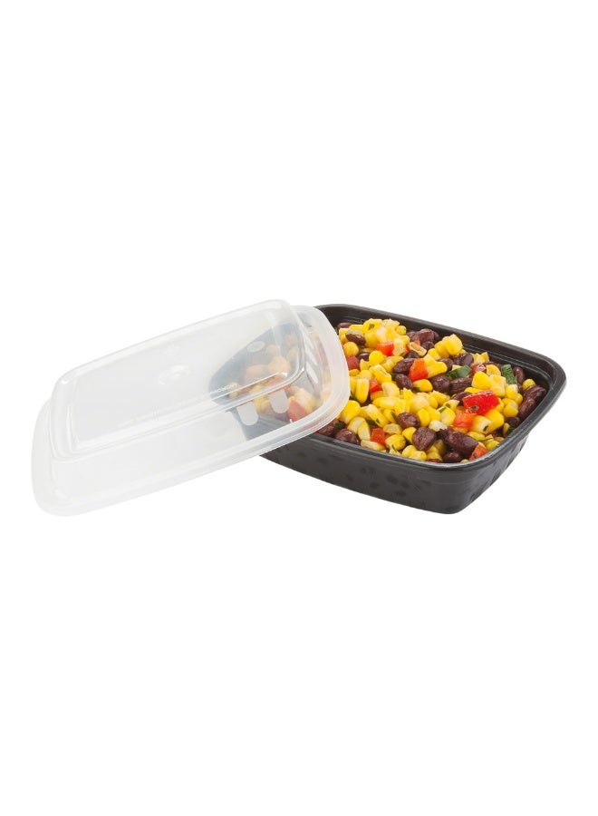 Restaurantware Disposable Plastic To-Go Containers And Lids - Rectangle - Black With Clear Lid - 16oz. - 100 Count Box - Image 2