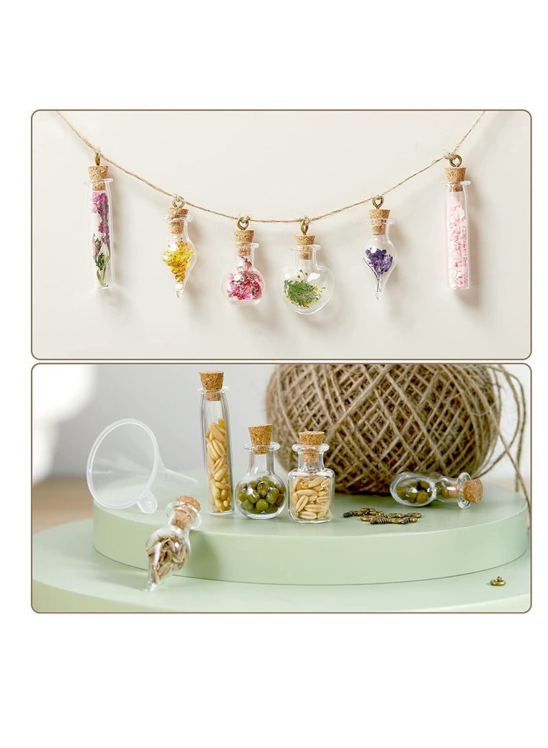 Excefore Small Mini Glass Jars Bottle with Cork Stopper Tiny Wishing Bottles with Eye Screws Funnel and Rope Small Cork Clear Glass Bottle for DIY Crafts Bead Container 50Pcs - Image 3