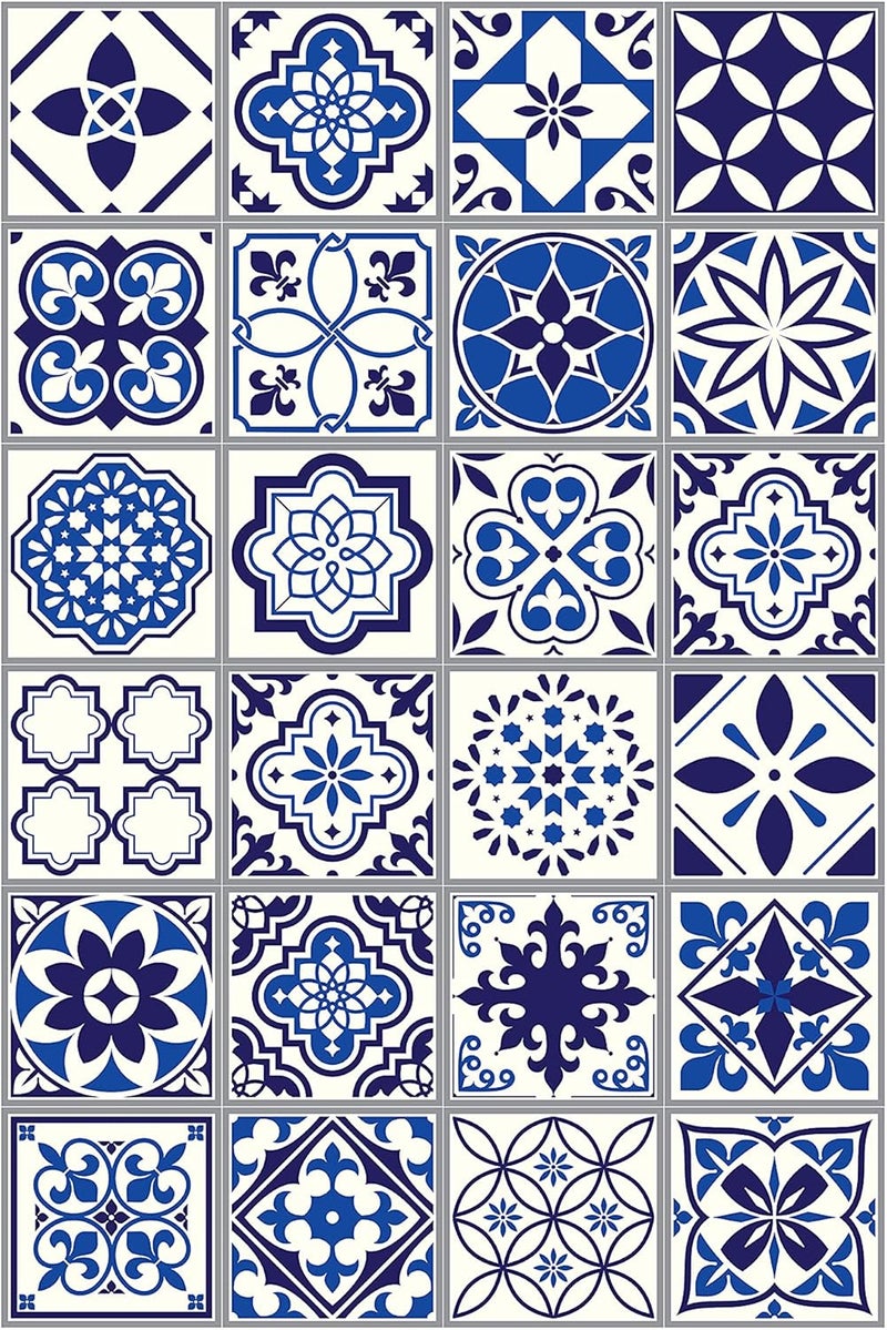WALPLUS Tile Moroccan Blue Wall Sticker Decal Size 787inch x 787inch  12pcs - Image 4