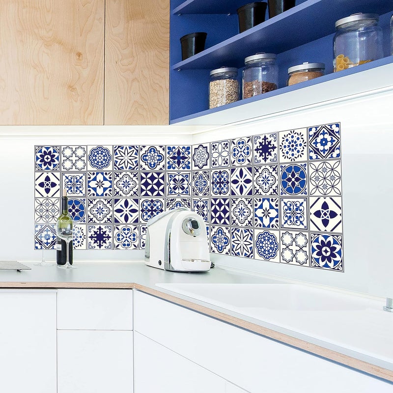 WALPLUS Tile Moroccan Blue Wall Sticker Decal Size 787inch x 787inch  12pcs - Image 3