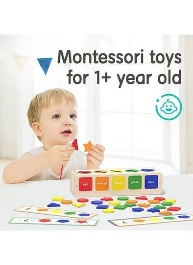 MIXDE - Wooden Sorting Stacking Toy Color Shape Early Educational Block Puzzles Montessori Toys for 1 2 3 Years Old Kids - Image 1