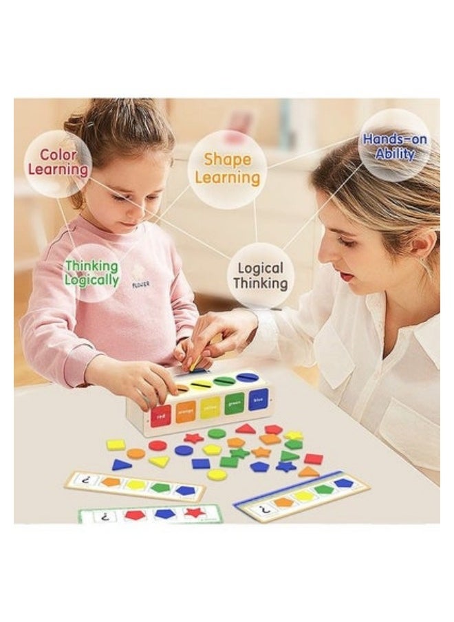 MIXDE - Wooden Sorting Stacking Toy Color Shape Early Educational Block Puzzles Montessori Toys for 1 2 3 Years Old Kids - Image 1
