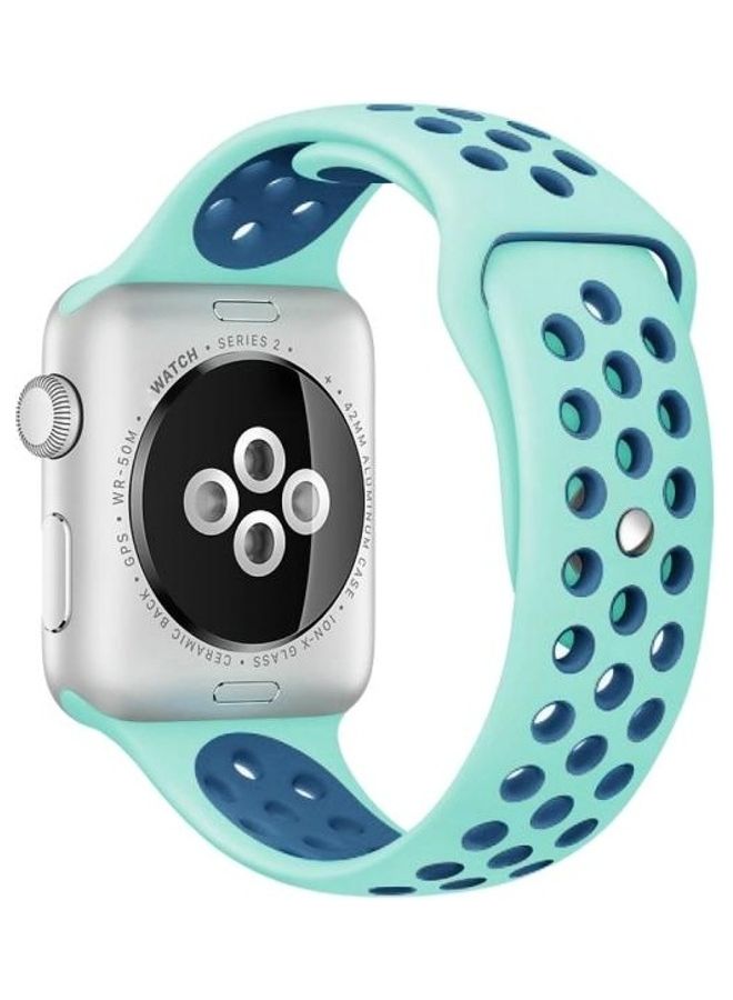 NIBEMINENT Sport Silicone Watchband Standard Edition For Apple Watch Series 7/6/5/4/3/2/1/SE 45/44/42mm Green/Blue - Image 1