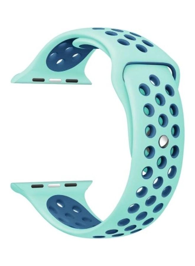 NIBEMINENT Sport Silicone Watchband Standard Edition For Apple Watch Series 7/6/5/4/3/2/1/SE 45/44/42mm Green/Blue - Image 2