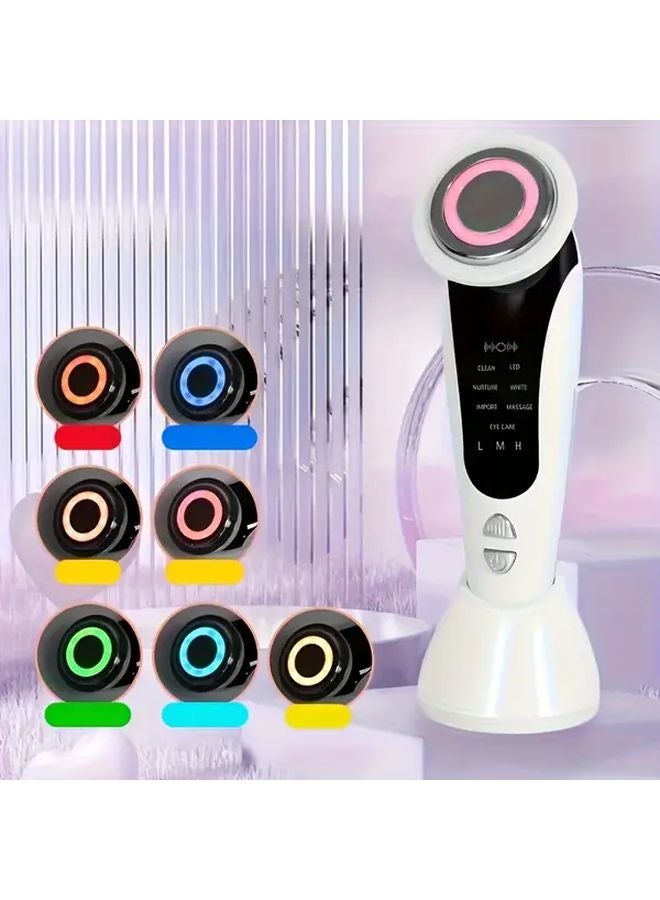مساج الوجه والرقبة الأبيض 7 في 1 مع أنماط الاهتزاز وبطارية 400 مللي أمبير هدية للنساء - Image 2