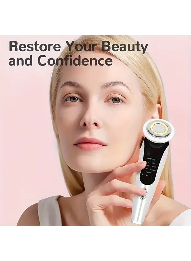 مساج الوجه والرقبة الأبيض 7 في 1 مع أنماط الاهتزاز وبطارية 400 مللي أمبير هدية للنساء - Image 4
