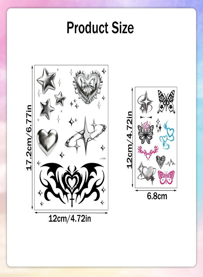 Qpout 18 Sheets Y2K Realistic Temporary Tattoos,Waterproof Sexy Belly Bust Stomach Waist Back Fake Body Art Tattoos Stickers for Women Bachelorette Halloween Favors Accessories - Image 2