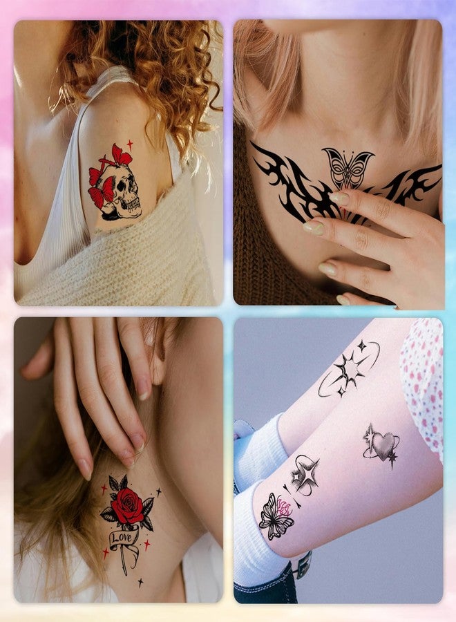 Qpout 18 Sheets Y2K Realistic Temporary Tattoos,Waterproof Sexy Belly Bust Stomach Waist Back Fake Body Art Tattoos Stickers for Women Bachelorette Halloween Favors Accessories - Image 3
