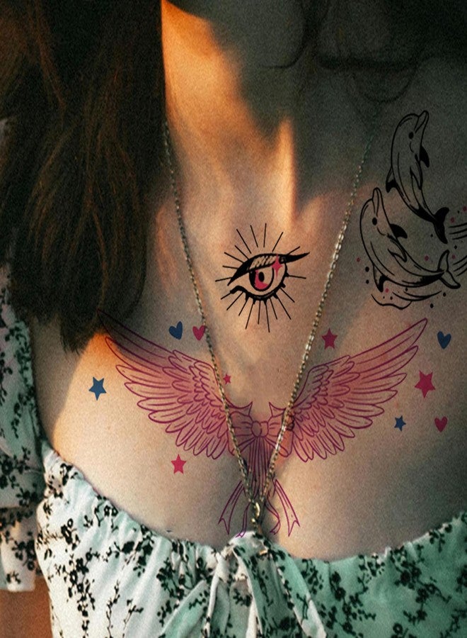 Qpout 18 Sheets Y2K Realistic Temporary Tattoos,Waterproof Sexy Belly Bust Stomach Waist Back Fake Body Art Tattoos Stickers for Women Bachelorette Halloween Favors Accessories - Image 4