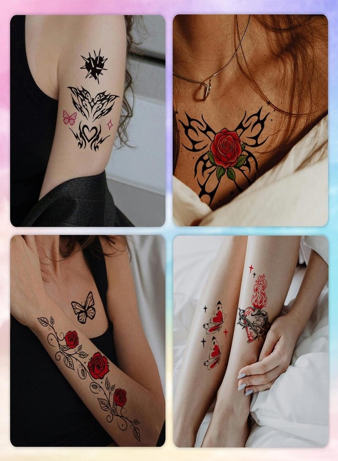 Qpout 18 Sheets Y2K Realistic Temporary Tattoos,Waterproof Sexy Belly Bust Stomach Waist Back Fake Body Art Tattoos Stickers for Women Bachelorette Halloween Favors Accessories - Image 5