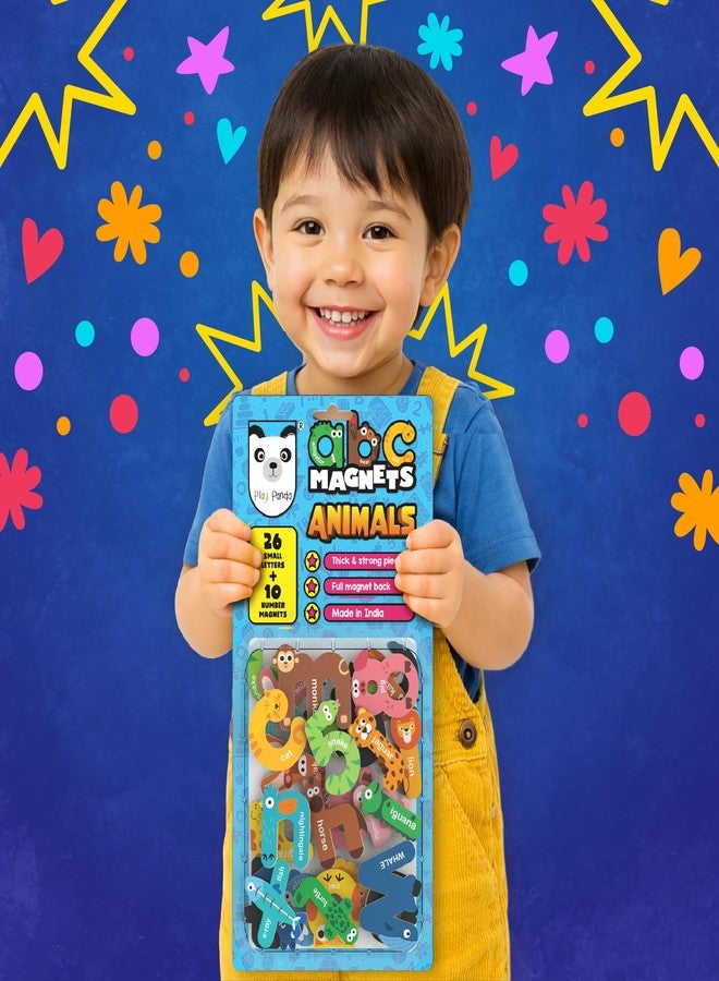 Play Panda Magnetic Animal ABC Magnets Small Letters Large Size Magnetic Letters in Cute Animal Design - Lowercase Letters - Educational Toys Set Spelling Learning Games for Kids, Toddlers 3 4 5 Years Old - Image 3