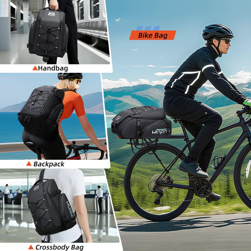 WINPRIM 19L Reflective Bike Rack Bag Large Capacity Waterproof Rear Bag with Rain Cover E-Bike Bicycle Accessories Basket Storage Crossbody Saddle Shoulder Rear Seat Luggage Pouch Bag Accesorios Bicicletas - Image 5