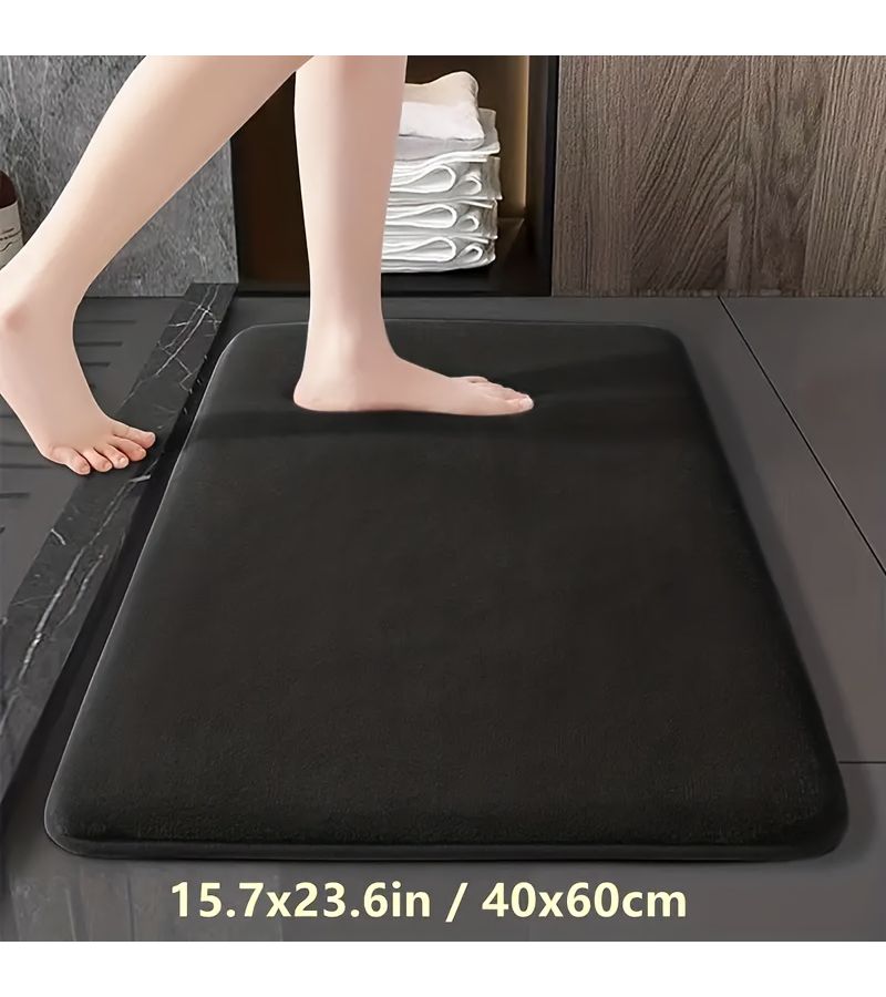 Navy Blue 40x60cm Anti Slip Bath Mat Ultra Soft Coral Memory Foam Quick Dry PVC Backing Machine Washable - Image 3