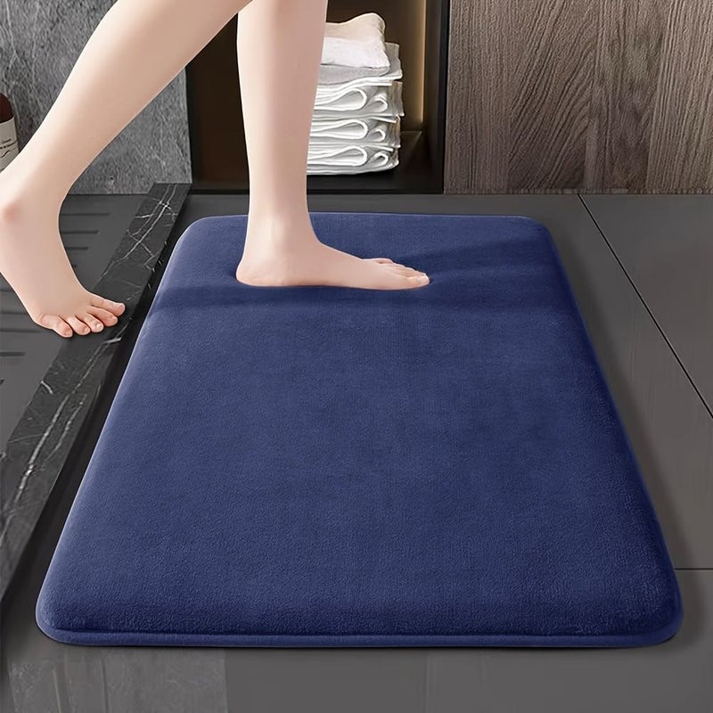 Navy Blue 40x60cm Anti Slip Bath Mat Ultra Soft Coral Memory Foam Quick Dry PVC Backing Machine Washable - Image 4