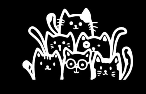 MAKTEM Peeking Cats Window Vehicle Sticker Cute 6 Cats JDM Vinyl for Car Accessory Window Side Bumper Trunk White - Image 1