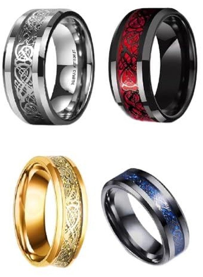 IGA COLLECTION Valentine Stylish Fashionable Latest Combo Gold Blue Silver & Red Dragon Ring (20) - Image 1