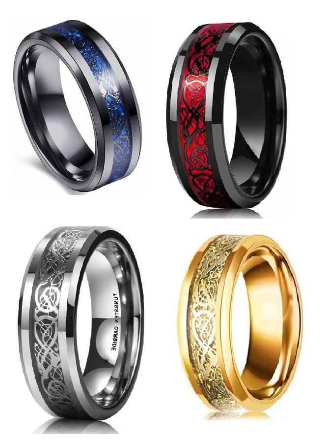 IGA COLLECTION Valentine Stylish Fashionable Latest Combo Gold Blue Silver & Red Dragon Ring (20) - Image 3