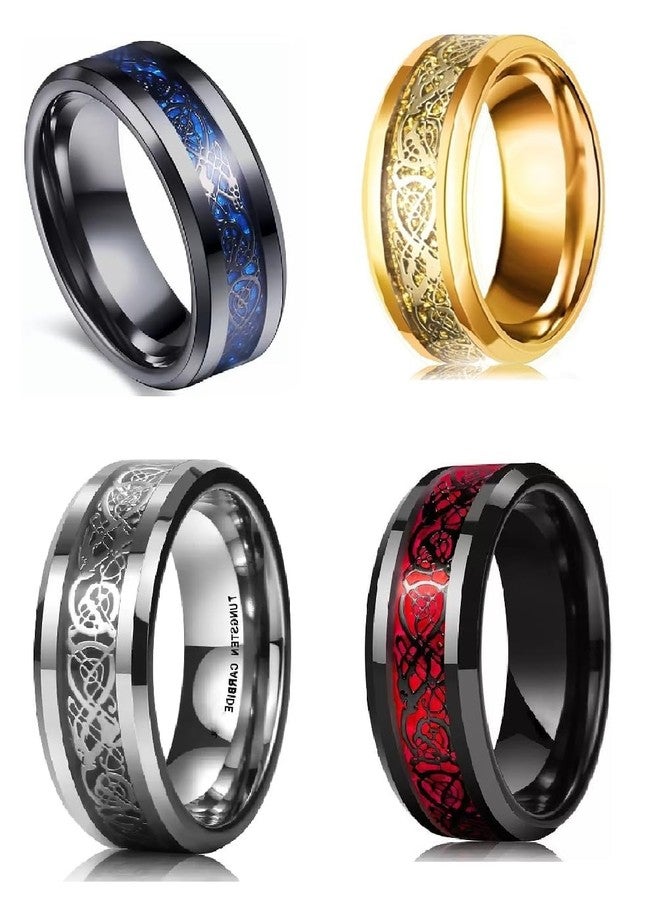 IGA COLLECTION Valentine Stylish Fashionable Latest Combo Gold Blue Silver & Red Dragon Ring (20) - Image 2