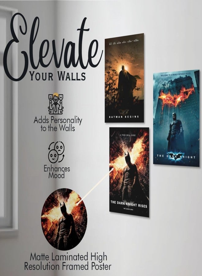 Waltractive مجموعة ملصقات أفلام باتمان - ثلاثية فارس الظلام بدون إطار - مقاس 8x12 بوصة (A4) - مثالية لمحبي باتمان فارس الظلام لتزيين الجدران والغرف - Image 4
