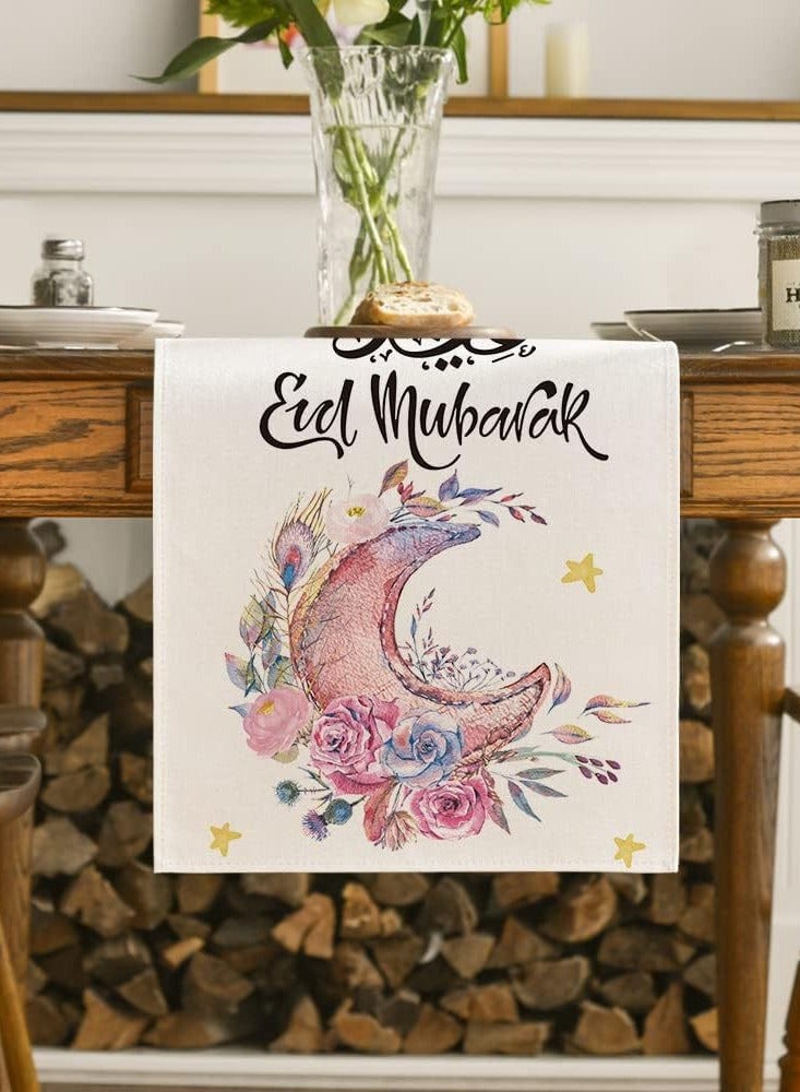 general Eid Mubarak Table Flag Table Runner Ramadan Kareem Table Decorations Star Moon Lantern Ramadan Decor Sets For  Dining Supply - Image 2
