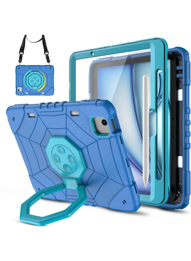 عام غطاء آيباد إير M2 2024 مقاس 11 بوصة مع حامل قائم بزاويتين للأطفال، مقاوم للصدمات، غطاء متين واقي مع حامل قلم. - Image 1