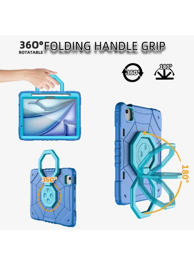 عام غطاء آيباد إير M2 2024 مقاس 11 بوصة مع حامل قائم بزاويتين للأطفال، مقاوم للصدمات، غطاء متين واقي مع حامل قلم. - Image 4