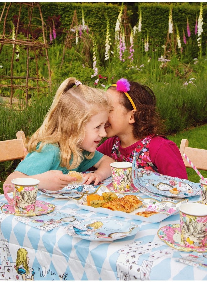 توكينج تيبلز غطاء طاولة ورقي أزرق مستوحى من "أليس في بلاد العجائب" من "توكنج تيبلز" | مفرش طاولة للاستخدام مرة واحدة، قابل لإعادة التدوير المنزلي | لوازم حفلات شاي "ماد هاتر"، وأعياد الميلاد، وعيد الأم، وحفلات استقبال المولود الجديد - Image 5