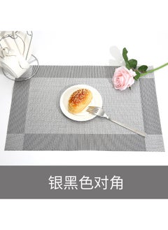 Shengte Wholesale Placemat Teslin pvc Square Nordic Western Placemat Woven Chinese Table Mat Insulation Simple ST010371-1 silver black diagonal