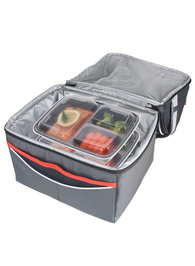Freshware Meal Prep Containers [21 Pack] 3 Compartment with Lids, Food Storage Containers, Bento Box, BPA Free, Stackable, Microwave/Dishwasher/Freezer Safe (24 oz) - Image 3