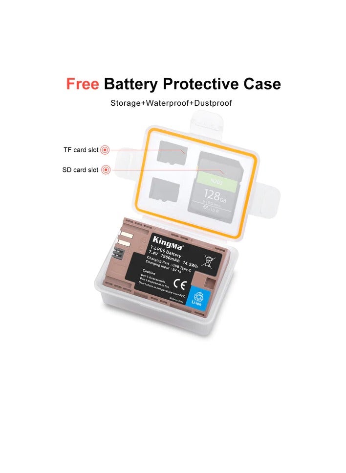 كينج ما بطارية KingMa من نوع LP-E6 مع منفذ شحن يو اس بي Type C لكاميرات CANON EOS المتوافقة - Image 3