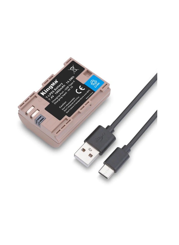 كينج ما بطارية KingMa من نوع LP-E6 مع منفذ شحن يو اس بي Type C لكاميرات CANON EOS المتوافقة - Image 2