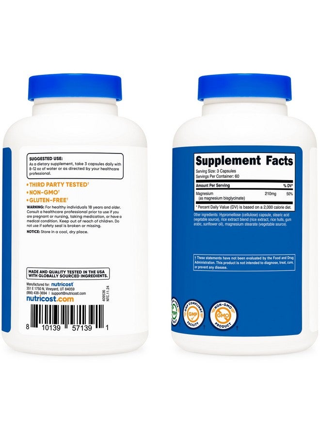 كبسولات جليسينات المغنيسيوم من نيوتريكوست (180 كبسولة، 210 ملغ لكل حصة) - مكمل جليسينات المغنيسيوم لامتصاص لطيف - Image 4