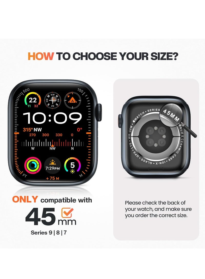 DUSALA Waterproof Case for Apple Watch Screen Protector 45mm Series 9 8 7 Cover Full Protective Hard PC Bumper Face Covers Accessories Designed for iWatch 45 mm Clear - Image 2