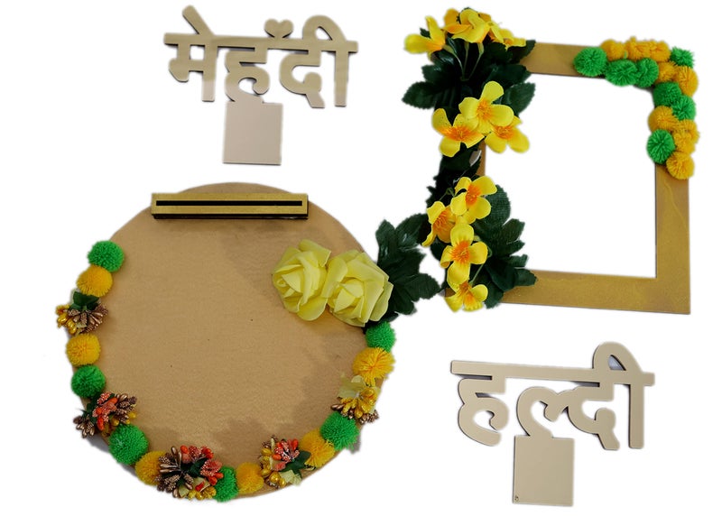 THE BRIDE MADE Wood Decorative Haldi Mehndi Platter, 10X10X8 Inches, Handmade for Wedding Celebrations (Regular) - Image 5